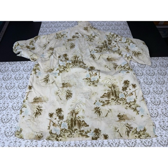 Tommy Bahama Shirt Mens Green Floral Button Hawaiian Size Large‎ Silk - Picture 7 of 7